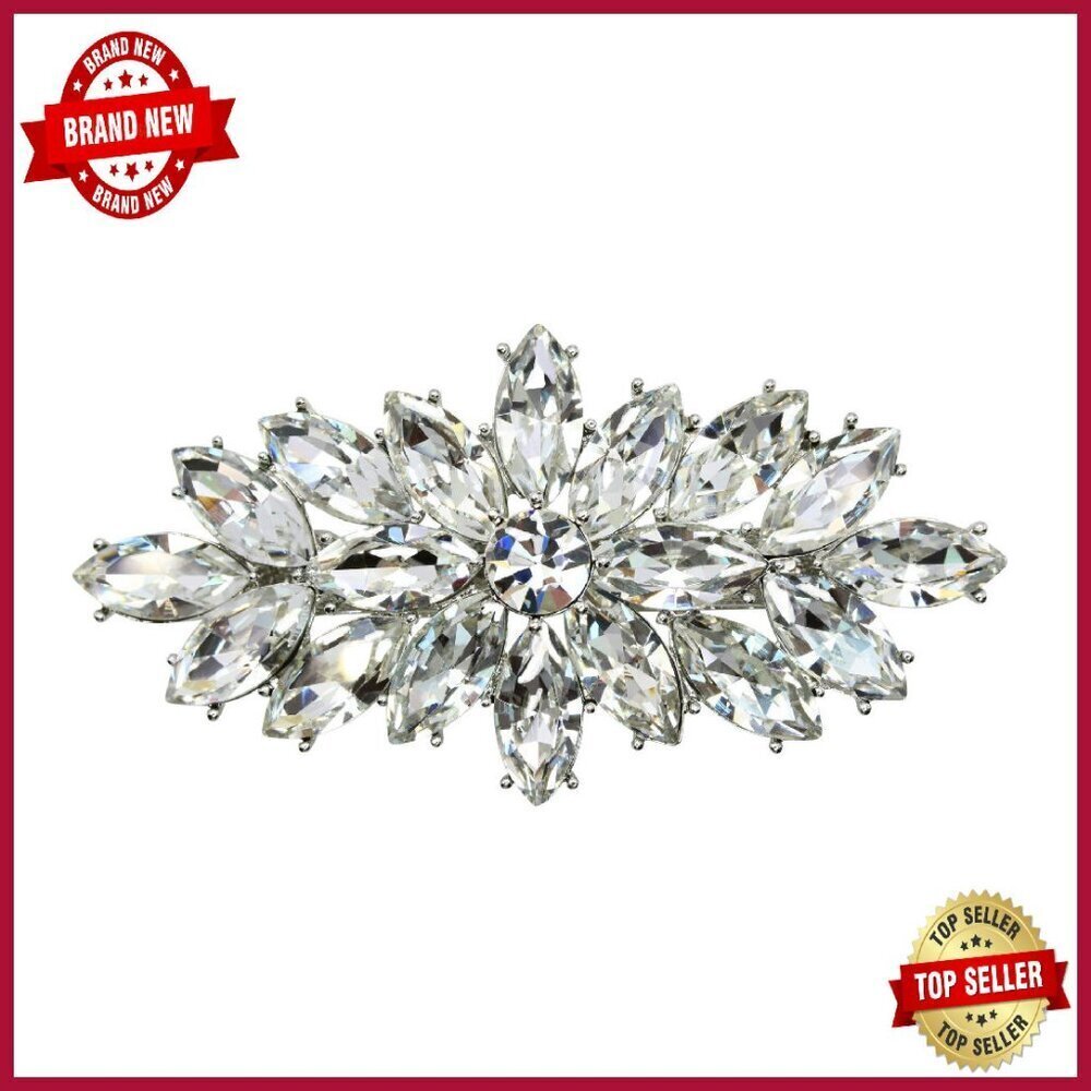 Sparkling Rhinestone Floral Hair Barrette Clip for Special Occasions